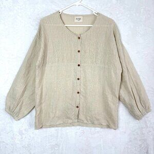 Arraei Collective 100% Linen Eve Button Up Shirt Womens XS Cream Oversized